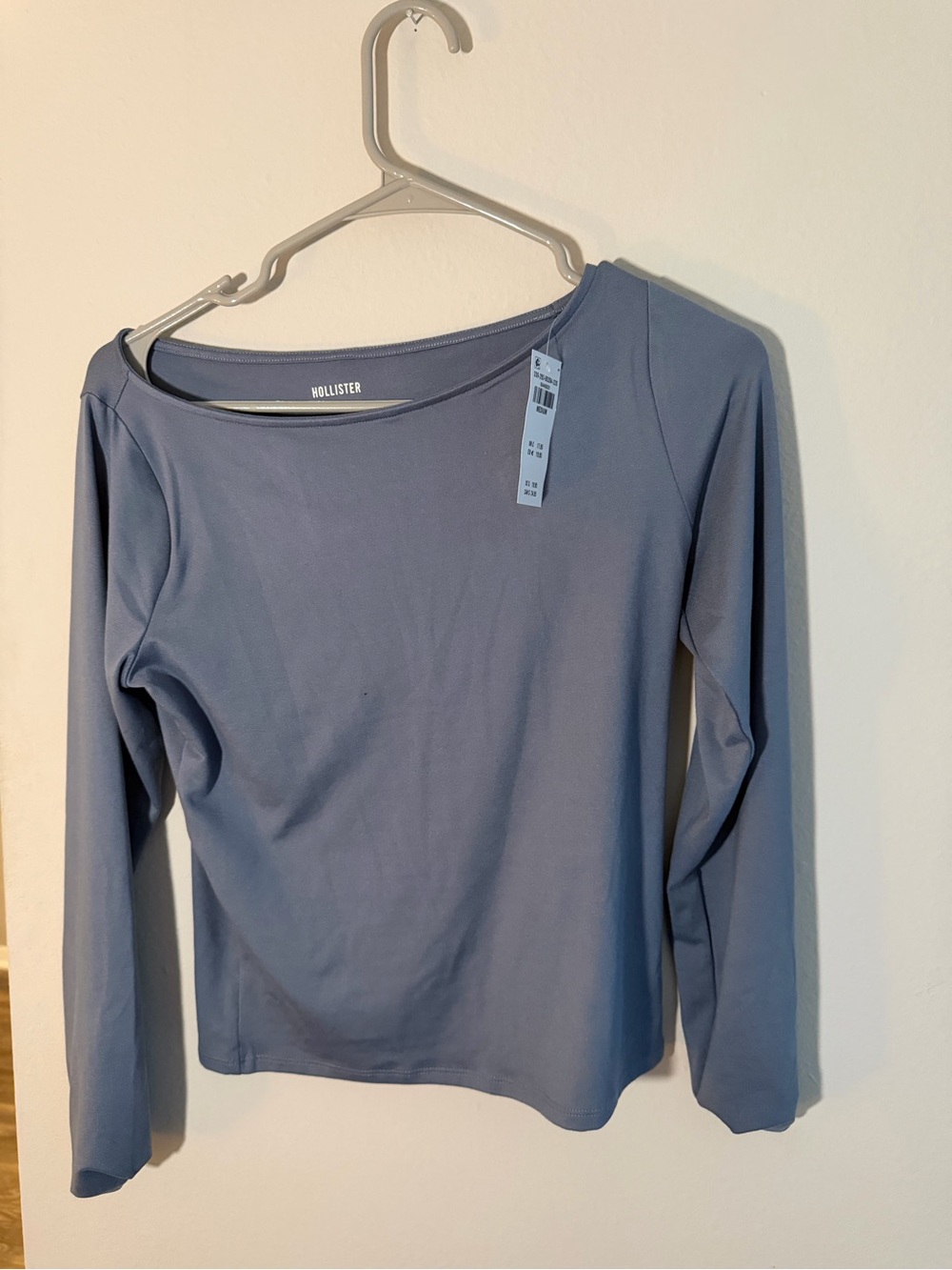 Hollister Boatneck Long Sleeve Top in Dusty Blue